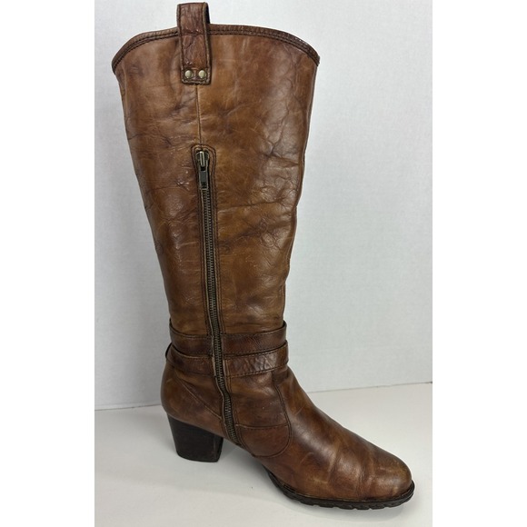 Born Milari Double Buckle Block Heel Knee-High Boots Brown Size 10 EU 42 *Flawed - Picture 14 of 16